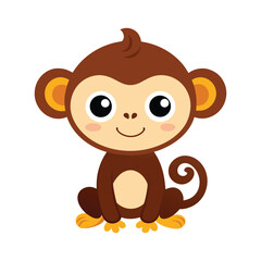Obraz premium Cute cartoon monkey vector isolated on white background,
