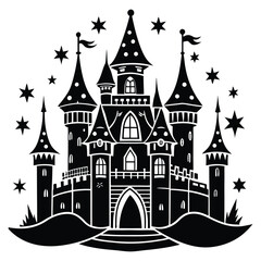 Obraz premium Castle vector silhouette isolated on white background,