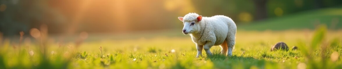 Obraz premium Single continuous line sheep, curly fleece, floppy ears, single line, decor