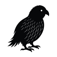 Kakapo Silhouette Vector Art | Black and White Kakapo Bird Illustration