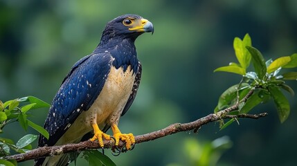 Fototapeta premium Majestic Black-and-Chestnut Eagle Perched on Branch