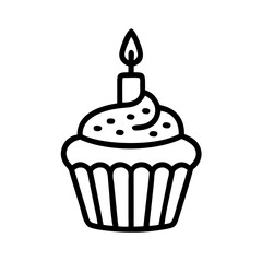 Birthday Cupcake with Candle Topper Icon Design