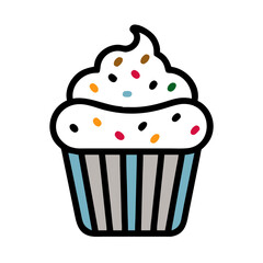 Cupcake with Decorative Sprinkles Icon Design