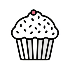 Cupcake with Decorative Sprinkles Icon Design