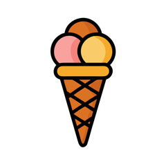 Ice Cream Cone with Two Scoops Icon Design
