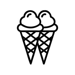 Ice Cream Cone with Two Scoops Icon Design