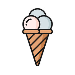 Ice Cream Cone with Two Scoops Icon Design