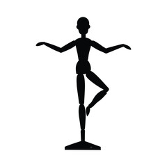 A wooden mannequin, black, isolated on a vector art illustration
