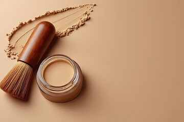 Applying powder makeup technique beauty studio product display minimalist style close-up view