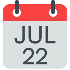 22 July Vector Calendar Icon. Isolated Vector Calendar. 