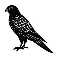 Kestrel Silhouette Vector Art – Black and White Kestrel Bird Illustration