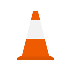 simple flat icon of a traffic cone. orange road safety symbol isolated on white background, perfect for construction, warning, and transportation safety concepts