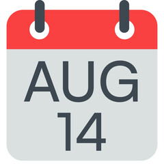 14 August Vector Calendar Icon. Isolated Vector Calendar. 