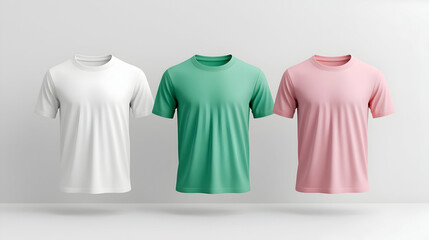 Three Blank Pastel T-Shirt Mockups