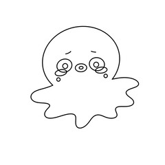 A sad looking octopus with tears on its face