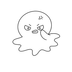 A cartoonish drawing of an angry octopus with its mouth open