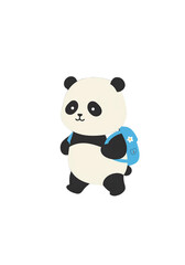 Naklejka premium Panda Walking with a Backpack on Transparent Background