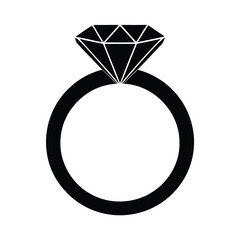 Golden Ring with black diamond silhouette isolated on a vector art illustration
