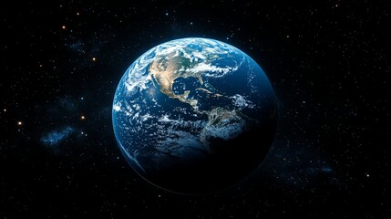 Obraz premium Stunning View of Earth From Space Showing Clouds and Continents On Black Background