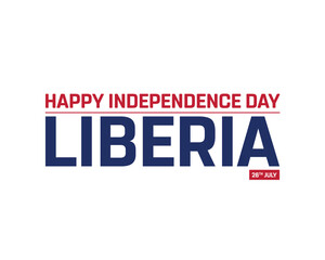 Liberia Independence Day on a white background, Vector design of Independence Day of Liberia, Typographic Design of Liberia National Day, Flag typography of Liberia