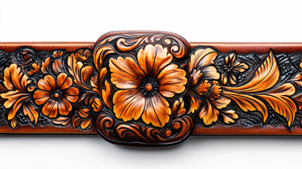 Leather Carving Floral Western Belt Design