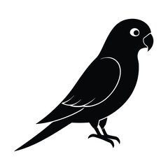 Lovebird Silhouette Vector Art Design and Black and White Lovebird Bird Vector Illustration