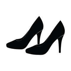  woman's shoes black silhouette isolated on vector art illustration