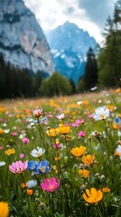 Obraz premium Colorful Meadow Mountain View