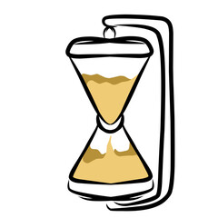 Stylized hourglass with golden sand flowing, set against a minimalist background, symbolizing time