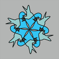 Abstract and fauna ceramic motif design with colorful colors on a gray background