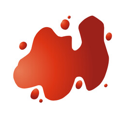 Abstract red liquid splash with varying shapes and sizes on a white background, suitable for design use