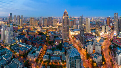 Stunning Urban Skyline at Dusk: A Vibrant City Life Perspective