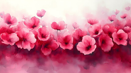 Watercolor pink flowers background image