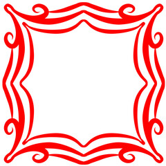Decorative red frame design with elegant curves, ideal for invitations or artistic displays