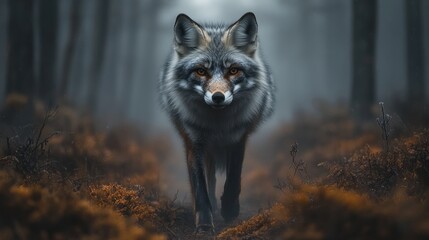 Obraz premium Majestic Fox in Misty Forest