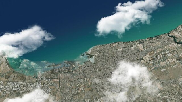 Jeddah 3D Map with Animated Clouds