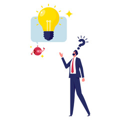 AI artificial intelligence technology to think and advice new idea, businessman use a chatbot or AI assistant to generate ideas. An artificial intelligence tool for work