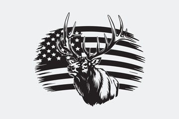 elk antler deer illustration vector