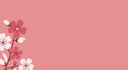 Naklejka premium Aesthetic pink flower background. This illustration features delicate blossoms and petals in shades of pink, blending elegance and serenity. Wallpaper illustration design.