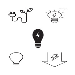 Set of 5 outline icons related to energy efficiency vectors symbol . Linear icon collection. Editable stroke. Vector illustration