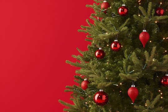 Christmas Tree Red Background