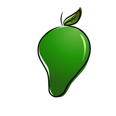 Vibrant green apple illustration with a leaf, showcasing freshness and health in a minimalist style