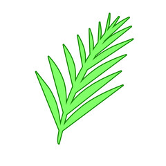 Vibrant green plant leaves arranged in a dynamic pattern against a clean white background