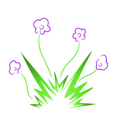 Vibrant illustration of whimsical flowers with green stems against a white background, perfect for nature themes