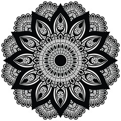 Mandala Pattern or Simple Floral Ideas for Coloring book page. Decorative circle ornament in ethnic oriental style.    
