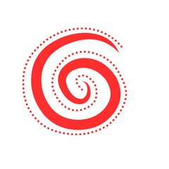 Abstract red spiral design with dotted pattern on a white background for creative projects and graphics