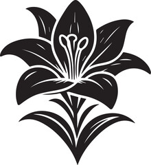 Lily flower silhouette vector, Lily flower icon, Lily flower vector illustration isolated on white background