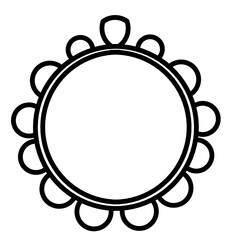 Simple black and white illustration of a circular object with rounded protrusions, ideal for design use