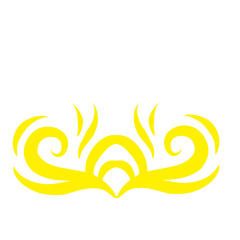 Vibrant abstract design featuring yellow shapes and patterns on a white background, ideal for modern art