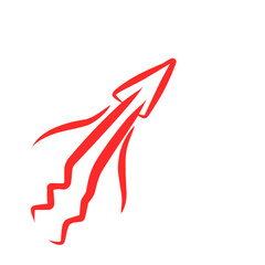 Vibrant red abstract design featuring dynamic shapes and fluid motion against a clean white background